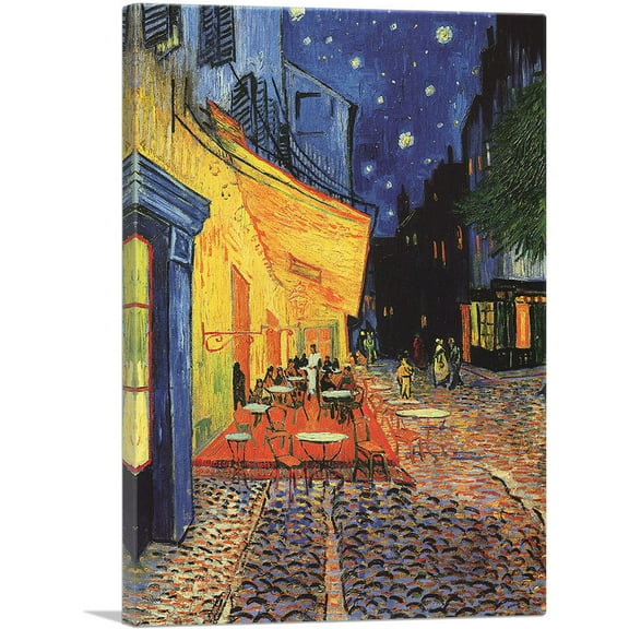 ARTCANVAS Cafe Terrace at Night 1888 Canvas Art Print by Vincent Van Gogh - Size: 26" x 18" (0.75" Deep)