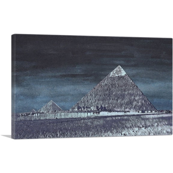ARTCANVAS Cairo Pyramids Painting Home decor Canvas Art Print - Size: 40" x 26" (1.50" Deep)