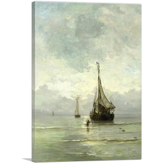 ARTCANVAS Calm Sea 1860 Canvas Art Print by Hendrik Willem Mesdag - Size: 40" x 26" (1.50" Deep)