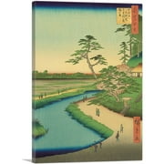 ARTCANVAS Camellia Hill on the Kanda Aqueduct at Sekiguchi Canvas Art Print by Utagawa Hiroshige - Size 12 x 8 0.75 Deep