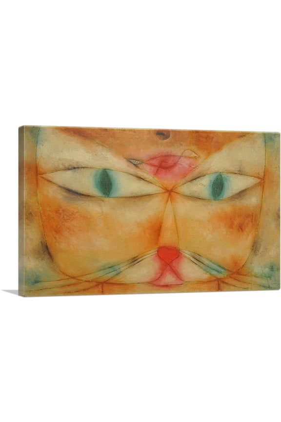 Cat and Bird 1928 Canvas Art Print by Paul Klee - Size: 12" x 8" (0.75" Deep)