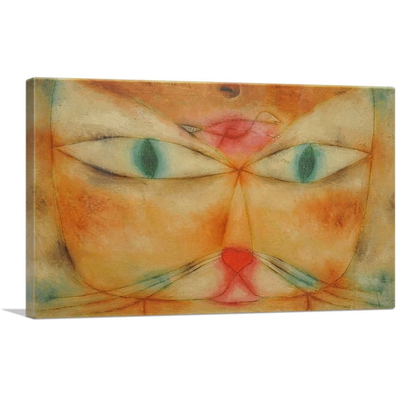 ARTCANVAS Cat and Bird 1928 Canvas Art Print by Paul Klee - Size: 26" x 18" (0.75" Deep)
