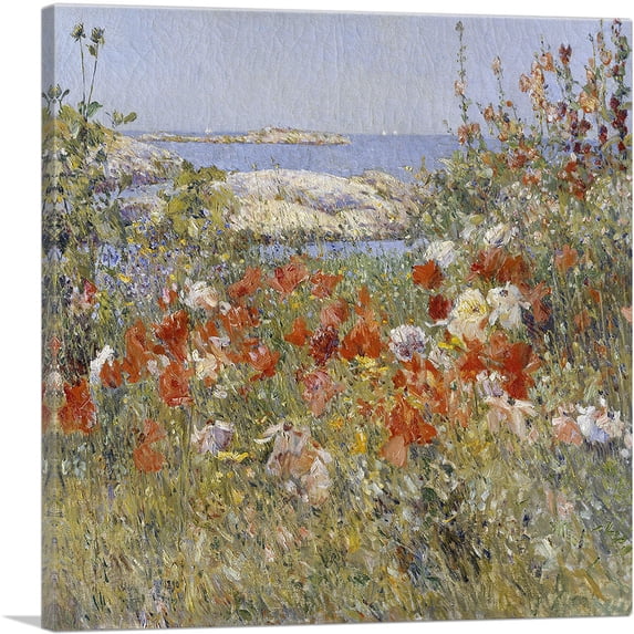 ARTCANVAS Celia Thaxter's Garden - Isles of Shoals, Maine 1890 Canvas Art Print by Childe Hassam - Size: 26" x 26" (0.75" Deep)