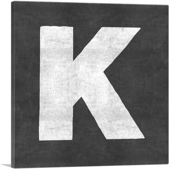 ARTCANVAS Chalkboard Alphabet Letter K Canvas Art Print - Size: 12" x 12" (0.75" Deep)