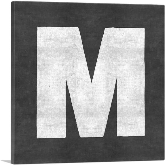 ARTCANVAS Chalkboard Alphabet Letter M Canvas Art Print - Size: 26" x 26" (0.75" Deep)