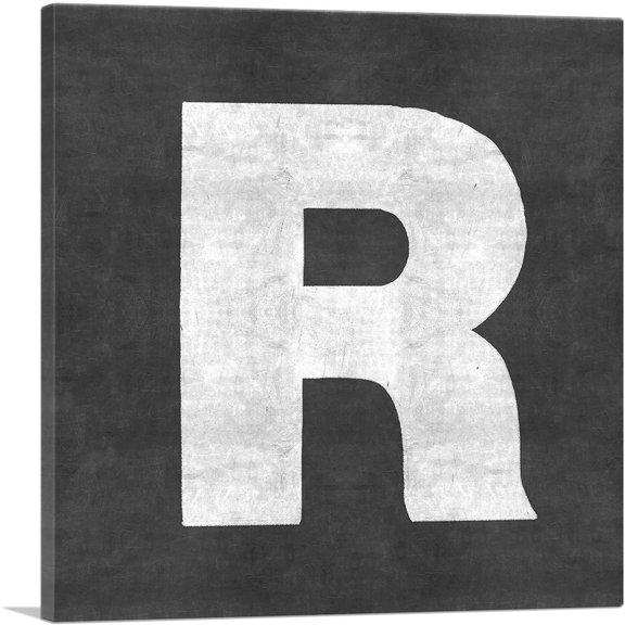 ARTCANVAS Chalkboard Alphabet Letter R Canvas Art Print - Size: 12" x 12" (0.75" Deep)