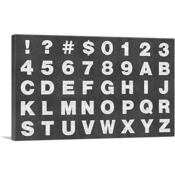 ARTCANVAS Chalkboard Full Alphabet Horizontal Rectangle Canvas Art Print - Size: 18" x 12" (1.50" Deep)