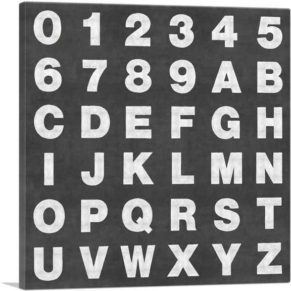 ARTCANVAS Chalkboard Full Alphabet Square Canvas Art Print - Size: 18" x 18" (1.50" Deep)