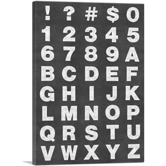 ARTCANVAS Chalkboard Full Alphabet Vertical Rectangle Canvas Art Print - Size: 40" x 26" (0.75" Deep)