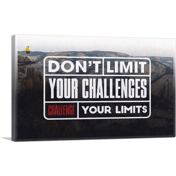 ARTCANVAS Challenge Your Limit Motivational Canvas Art Print - Size: 40" x 26" (0.75" Deep)