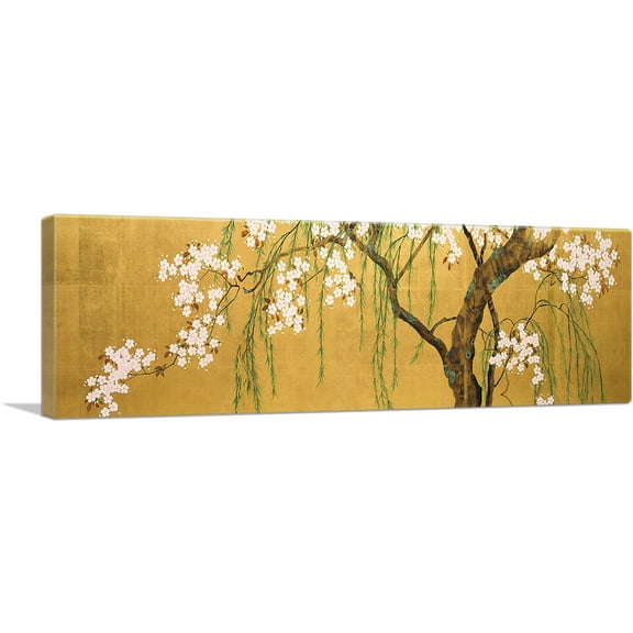 ARTCANVAS Cherry Tree Panoramic Canvas Art Print by Sakai Hoitsu - Size: 36" x 12" (0.75" Deep)