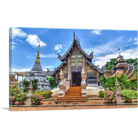 ARTCANVAS Chiang Mai Temple Thailand Canvas Art Print - Size: 12" x 8" (0.75" Deep)