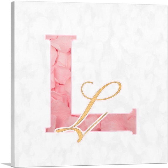 ARTCANVAS Chic Pink Gold Alphabet Letter L Canvas Art Print - Size: 18" x 18" (0.75" Deep)
