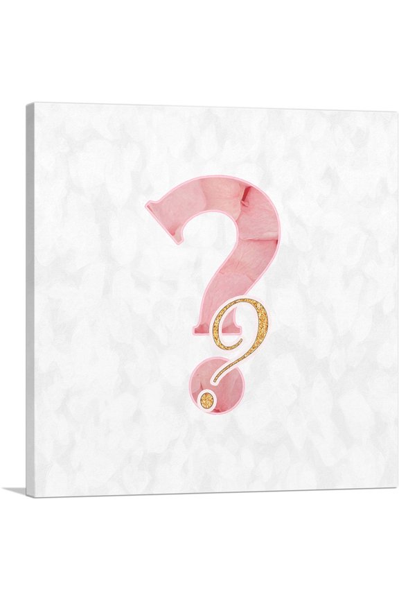 Chic Pink Gold Alphabet Question Mark Symbol Canvas Art Print - Size: 12" x 12" (0.75" Deep)
