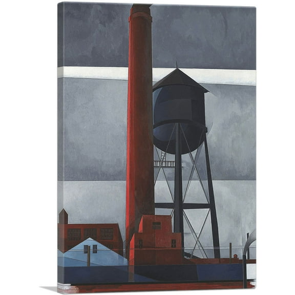 ARTCANVAS Chimney and Water Tower 1931 Canvas Art Print by Charles Demuth - Size: 26" x 18" (0.75" Deep)