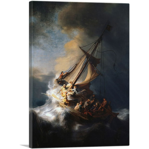 ARTCANVAS Christ In The Storm on the Sea of Galilee 1633 Canvas Art Print by Rembrandt van Rijn - Size: 26" x 18" (1.50" Deep)