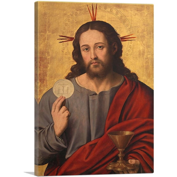 ARTCANVAS Christ The Saviour With The Eucharist Canvas Art Print by Juan de Juanes - Size: 40" x 26" (1.50" Deep)