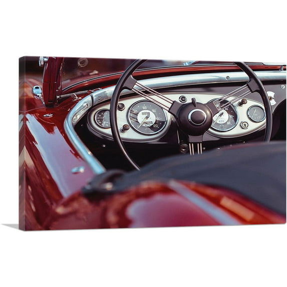 ARTCANVAS Classic Oldtimer Car Dashboard Home decor Canvas Art Print - Size: 26" x 18" (0.75" Deep)