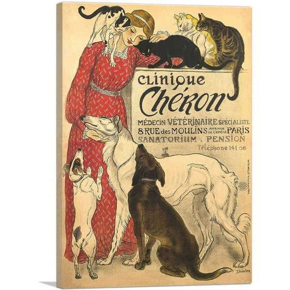 ARTCANVAS Clinique Cheron 1905 Canvas Art Print by Theophile Steinlen - Size: 12" x 8" (0.75" Deep)