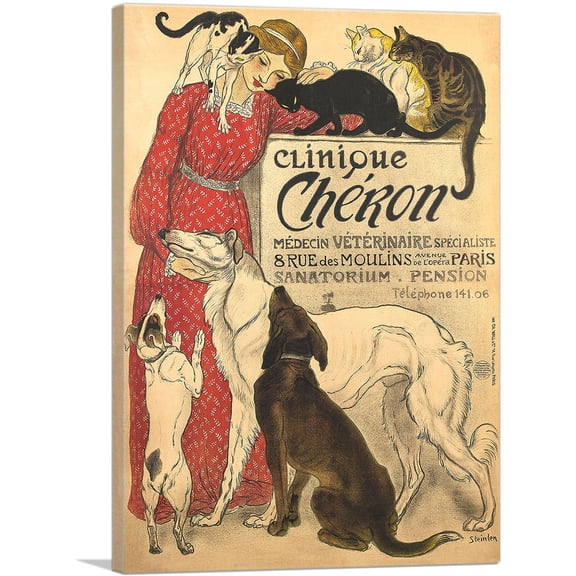 ARTCANVAS Clinique Cheron 1905 Canvas Art Print by Theophile Steinlen - Size: 18" x 12" (1.50" Deep)