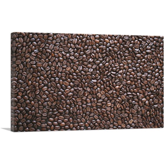 ARTCANVAS Coffee Pattern Cafe Decor Rectangle Canvas Art Print - Size: 40" x 26" (1.50" Deep)