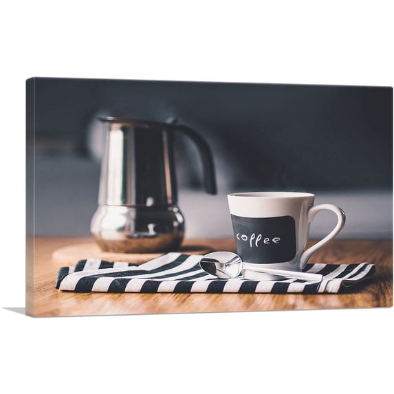 ARTCANVAS Coffee Set Home decor Canvas Art Print - Size: 12" x 8" (0.75" Deep)