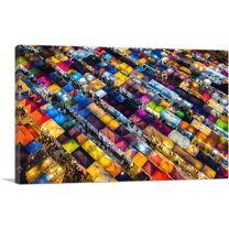 ARTCANVAS Colorful Market in Bangkok Thailand Canvas Art Print - Size: 26" x 18" (0.75" Deep)
