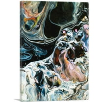 ARTCANVAS Colors Mixing Into Black Paint Modern Rectangle Canvas Art Print - Size: 26" x 18" (0.75" Deep)