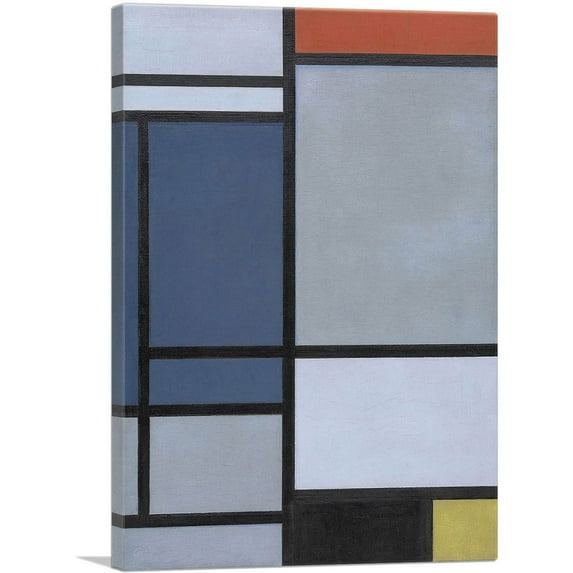 ARTCANVAS Composition with Red, Blue, Black, Yellow, and Gray 1921 Canvas Art Print by Piet Mondrian - Size: 40" x 26" (0.75" Deep)