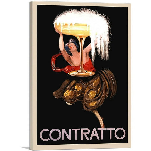 ARTCANVAS Contratto Champagne Liquor 1922 Canvas Art Print by Leonetto Cappiello - Size: 26" x 18" (0.75" Deep)