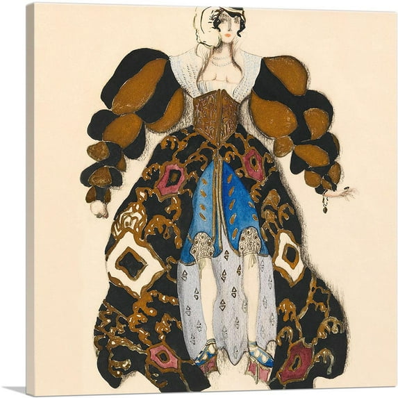 ARTCANVAS Costume Design For Potiphar's Wife In Legend of Joseph Canvas Art Print by Leon Bakst - Size: 12" x 12" (1.50" Deep)