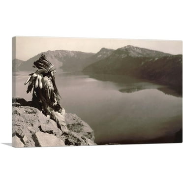 ARTCANVAS Crater Lake 1923 Canvas Art Print by Edward S. Curtis - Size: 26" x 18" (0.75" Deep)
