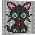 thumbnail image 1 of ARTCANVAS Cute Black Cat Kitten Jewel Pixel Canvas Art Print - Size: 18" x 18" (0.75" Deep), 1 of 9