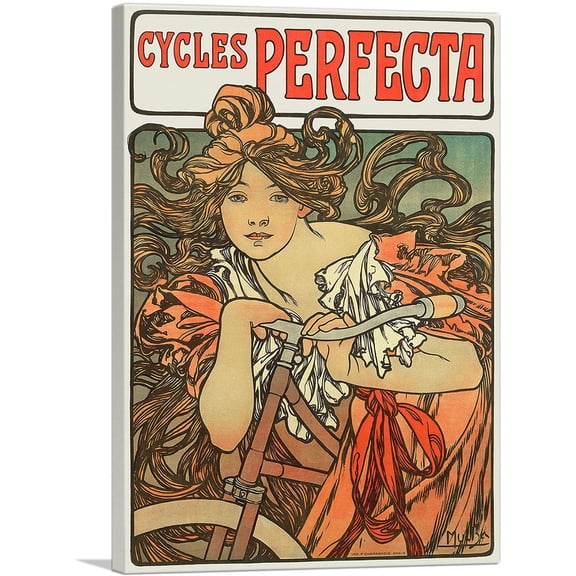 ARTCANVAS Cycles Perfecta 1902 Canvas Art Print by Alphonse Mucha - Size: 60" x 40" (1.50" Deep) (3-Piece)