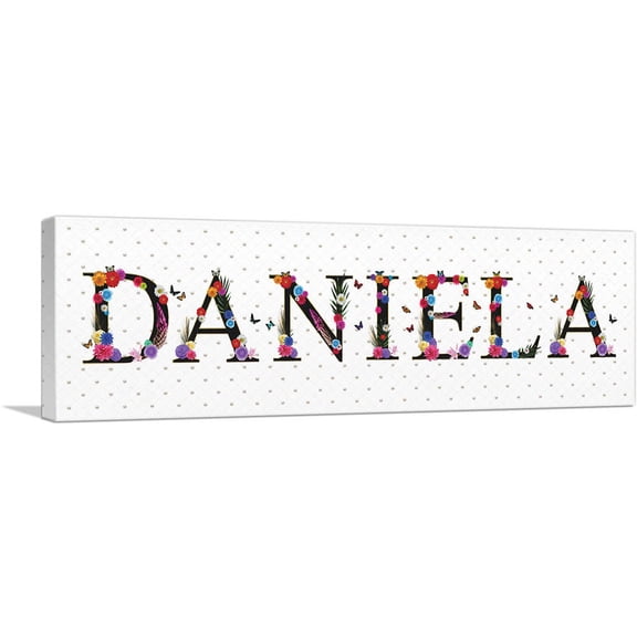 ARTCANVAS DANIELA Girls Name Room Decor Canvas Art Print - Size: 36" x 12" (1.50" Deep)