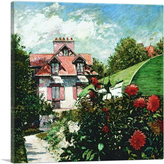 ARTCANVAS Dahlias Canvas Art Print by Gustave Caillebotte - Size: 18" x 18" (0.75" Deep)