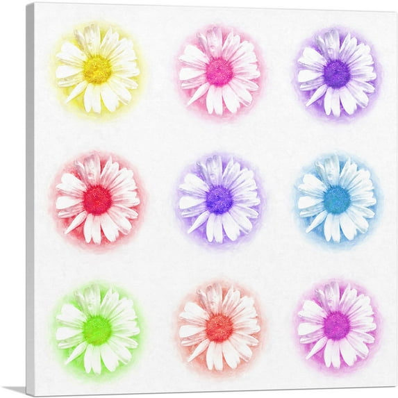 ARTCANVAS Daisy Flower Painting Pattern Home decor Canvas Art Print - Size: 18" x 18" (1.50" Deep)