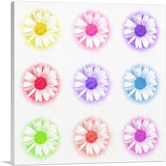 ARTCANVAS Daisy Flower Painting Pattern Home decor Canvas Art Print - Size: 36" x 36" (0.75" Deep)
