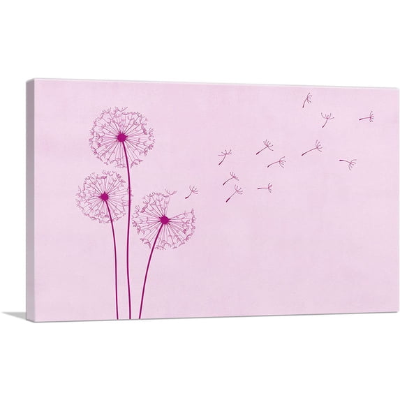 ARTCANVAS Dandelion Gray Teal Pink Rectangle Canvas Art Print - Size: 60" x 40" (1.50" Deep) (3-Piece)