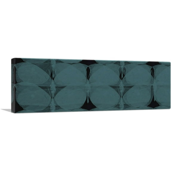 ARTCANVAS Dark Teal Butterflies Modern Panoramic Canvas Art Print - Size: 48" x 16" (1.50" Deep)