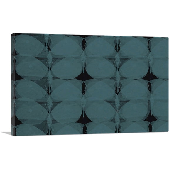 ARTCANVAS Dark Teal Butterflies Modern Rectangle Canvas Art Print - Size: 12" x 8" (0.75" Deep)
