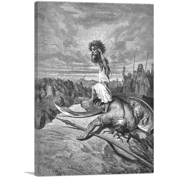 ARTCANVAS David Slays Goliath Canvas Art Print by Gustave Dore - Size: 18" x 12" (1.50" Deep)