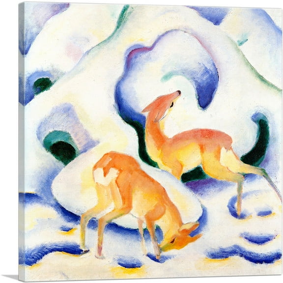 ARTCANVAS Deer In The Snow 1911 Canvas Art Print by Franz Marc - Size: 18" x 18" (0.75" Deep)