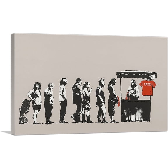 ARTCANVAS Destroy Capitalism Canvas Art Print by Banksy - Size: 40" x 26" (0.75" Deep)