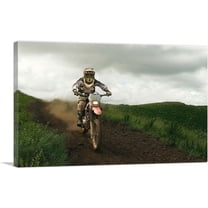 ARTCANVAS Dirt Bike Motocross Path Canvas Art Print - Size: 26" x 18" (0.75" Deep)