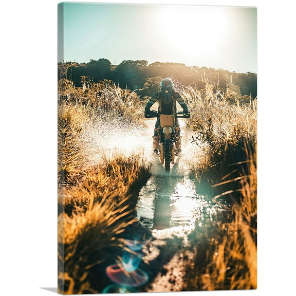 ARTCANVAS Dirt Bike Motocross Sun Glare Canvas Art Print - Size: 26" x 18" (0.75" Deep)