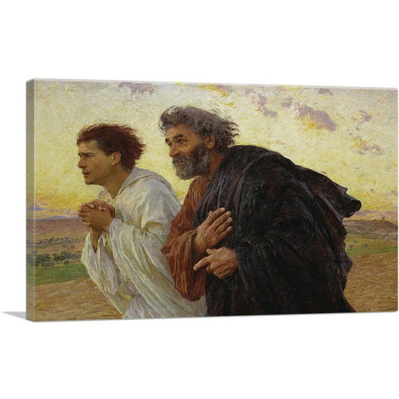 ARTCANVAS Disciples Peter John Running To Sepulchre On Morning Of Resurrection 1898 Canvas Art Print by Eugene Burnand - Size: 18" x 12" (1.50" Deep)