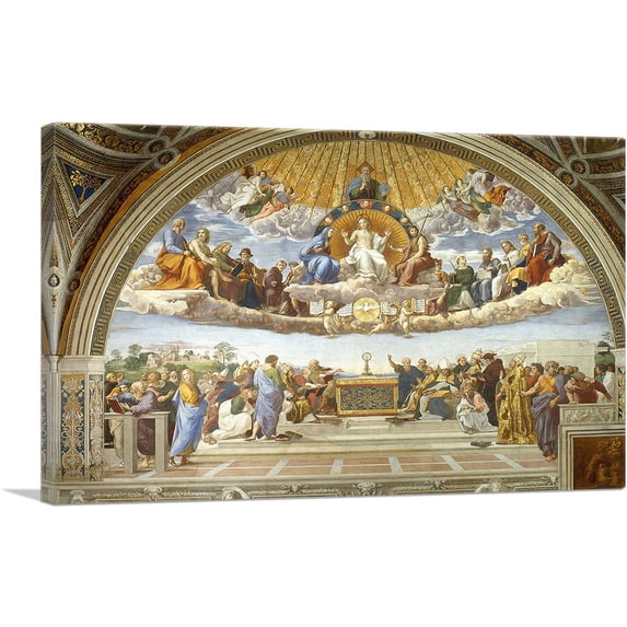ARTCANVAS Disputation of the Holy Sacrament 1510 Canvas Art Print by Raphael - Size: 60" x 40" (1.50" Deep) (3-Piece)