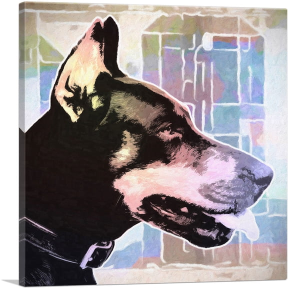 ARTCANVAS Doberman Dog Breed Pastel Colors Canvas Art Print - Size: 12" x 12" (0.75" Deep)