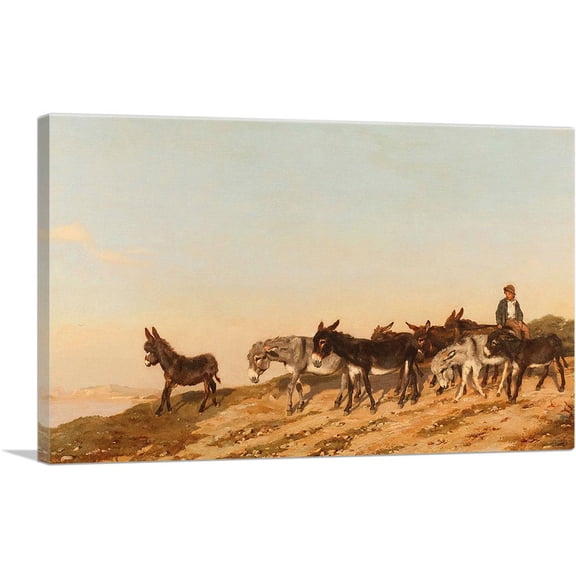 ARTCANVAS Donkeys In The Midi 1873 Canvas Art Print by Eugene Burnand - Size: 18" x 12" (1.50" Deep)